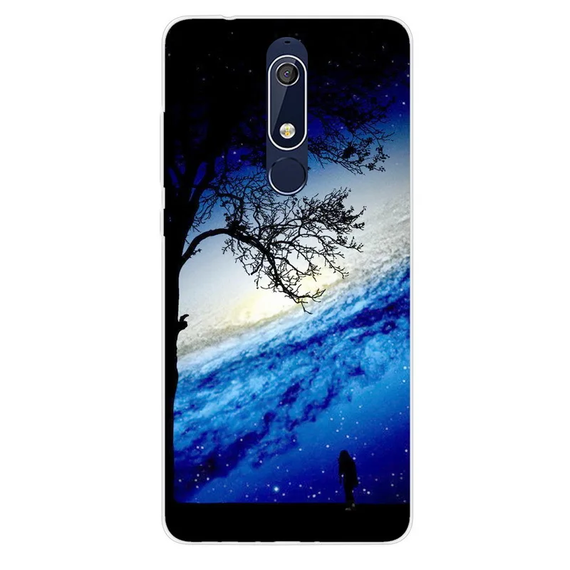 XK-14 Для Nokia 1 2 2,1 3 3,1 4,2 5 5,1 6 6,1 7 7,1 плюс 2018X5X6 Чехол для телефона с рисунком "Звездное небо" Луна картина мягкий чехол Fundas Capa - Цвет: XK-14