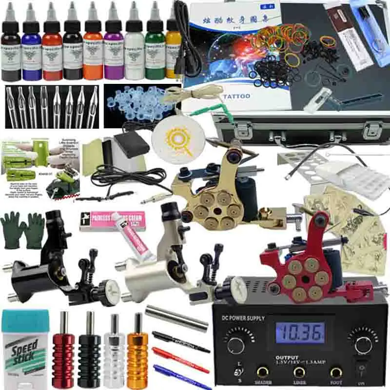 OPHIR PRO 356 шт Полный комплект татуировки 4 двигателя пулемет 9 цветов чернила