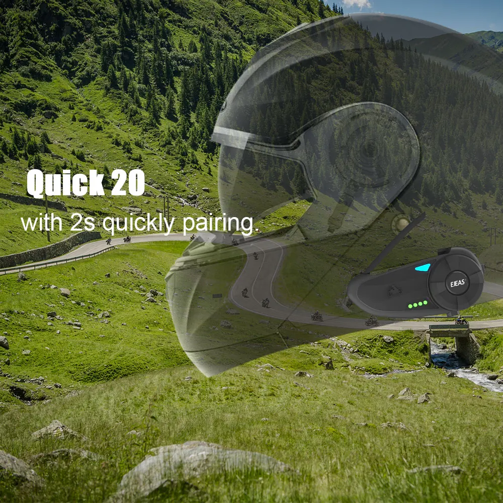 EJEAS Quick20 Bluetooth 4 2 Мотоцикл гарнитура для внутренней телефонной связи Raid пара 1 км с