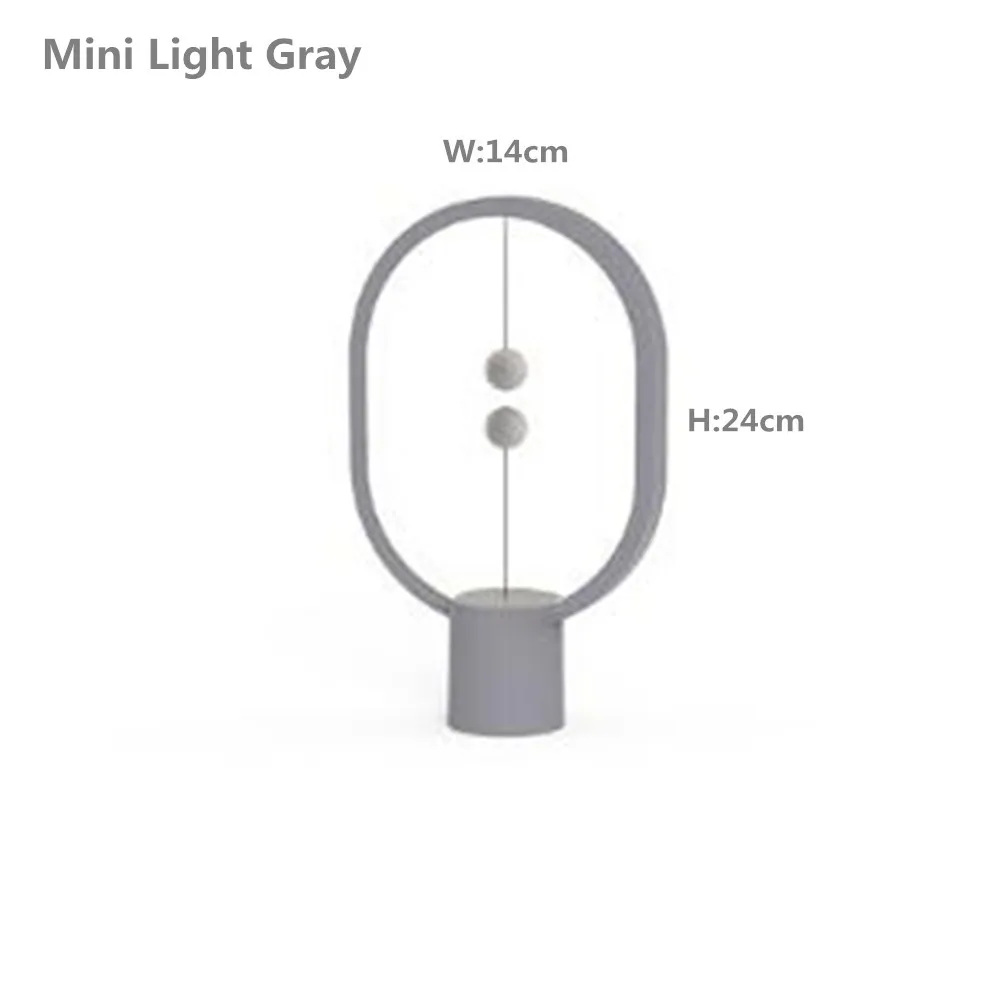 light gray HZFCEW, Прямая поставка, Heng Balance, светодиодный, настольная лампа, эллипс, магнитный, средний, воздушный переключатель, USB, мощный, теплый, белый, для глаз, забота, Ночной светильник, украшение - Цвет абажура: light gray