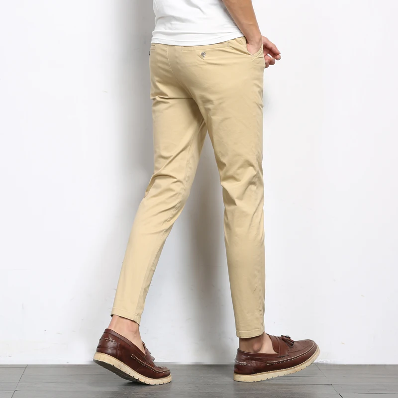 Брюки мужские прямые хлопковые повседневные модные штаны Slim Fit до щиколотки