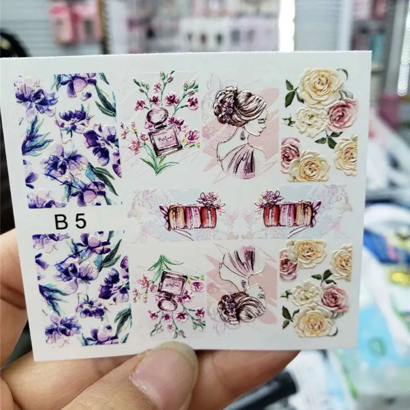 1 шт., наклейки для ногтей, 3D, акриловые, с гравировкой, цветы, красота, анималистический дизайн, наклейки для ногтей, эмаистичные, наклейки для ногтей, мода, искусство
