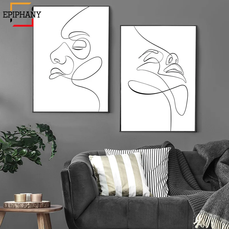 Современная лицевая линия абстрактный лицевой эскиз минималистичный