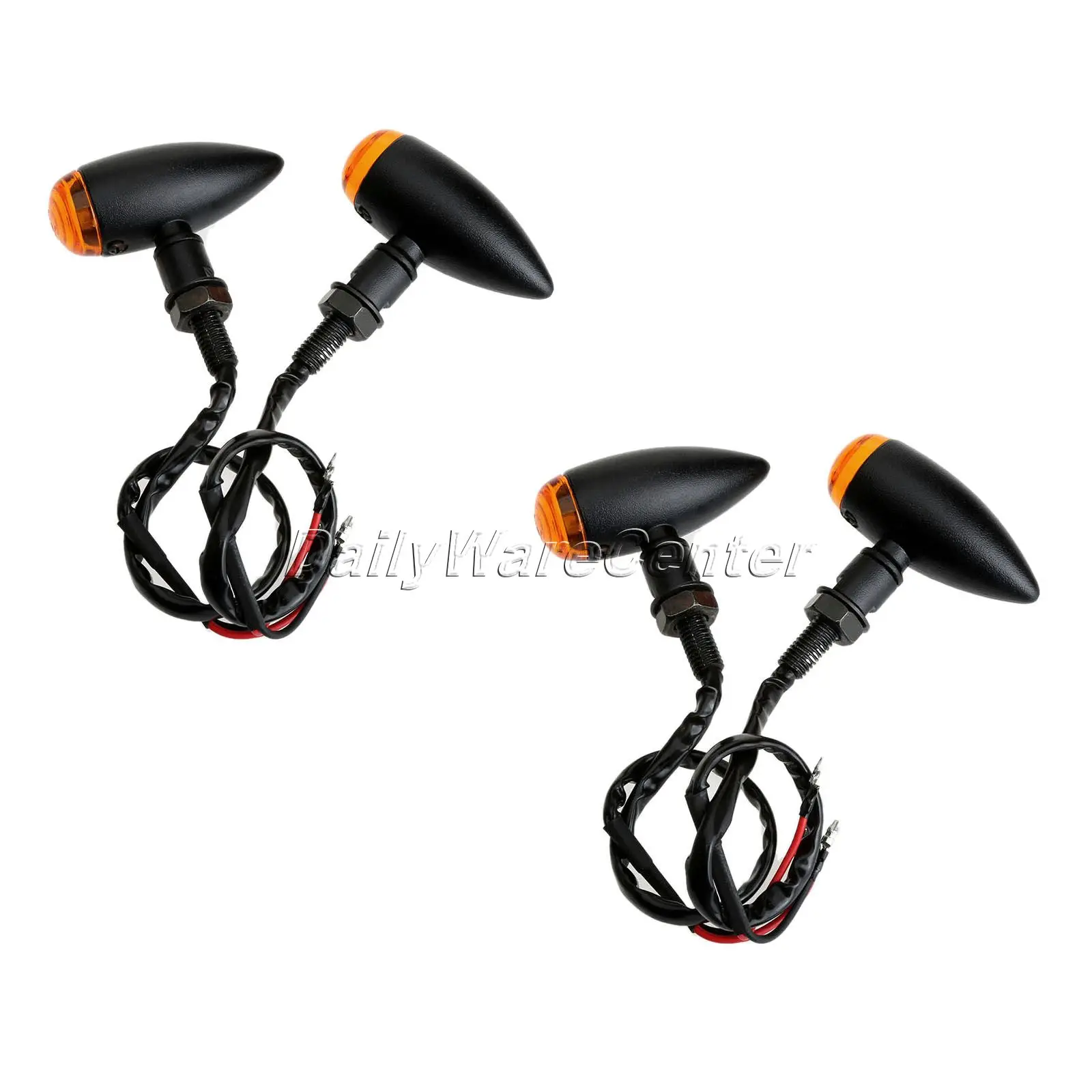 

4Pcs Motorcycle Bullet Turn Signal Indicator Lights Lamp Metal Black Amber Bulb for Honda Yamaha Suzuki Cruiser Chopper BMW