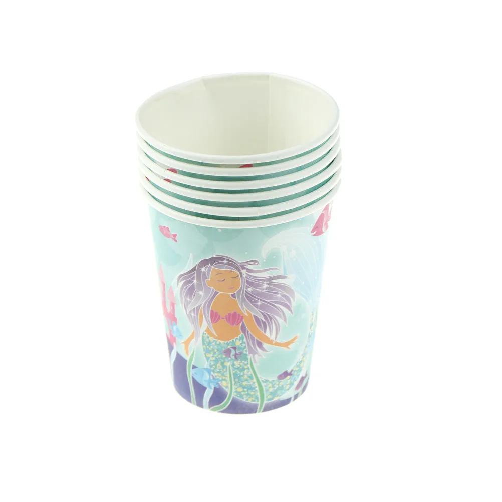 6 шт. бумажные стаканчики русалки одноразовая посуда украшения для свадьбы дня