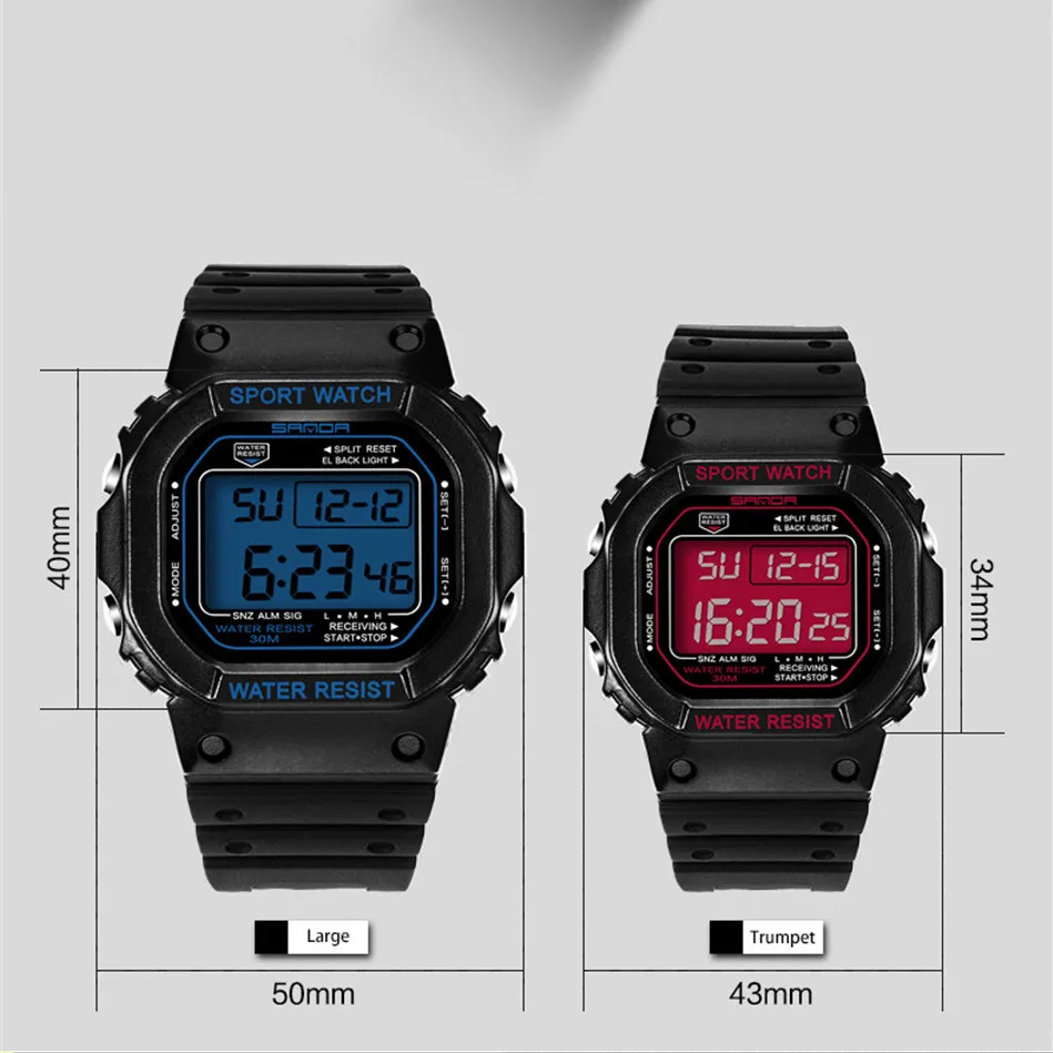 2017 SANDA спортивные часы для женщин и мужчин любовник цифровые светодиодные Мода