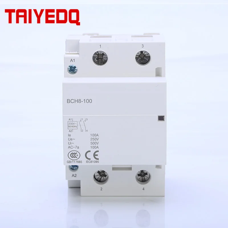 Ac контактор для дома 2P 100A 50/60 Гц ac Модульные контакторы 2NO однофазный