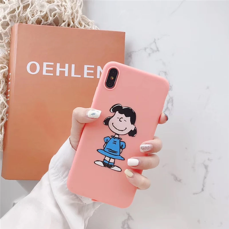 WTSZKL cartoon Snoopy pattern phone case for iphone 6S 6 7 8 Plus X XS Max XR cute candy color TPU silicone back cover |