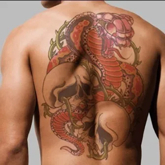 3 шт. большой череп змеи Временные татуировки водонепроницаемые наклейки для