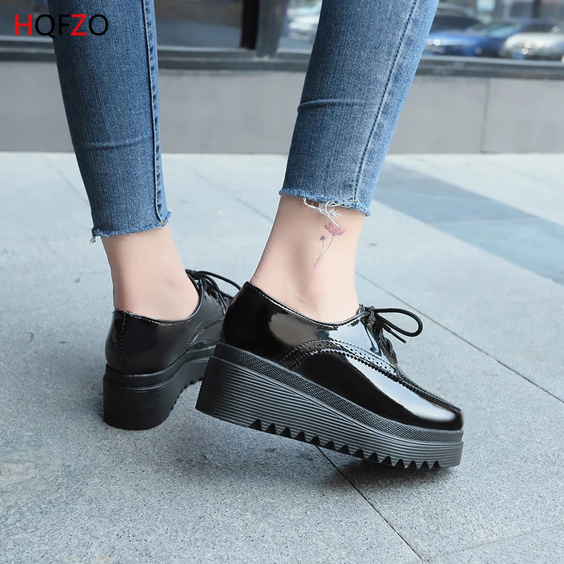 HQFZO Pantshoes/Женская обувь на плоской платформе 6 см Повседневная дышащая с