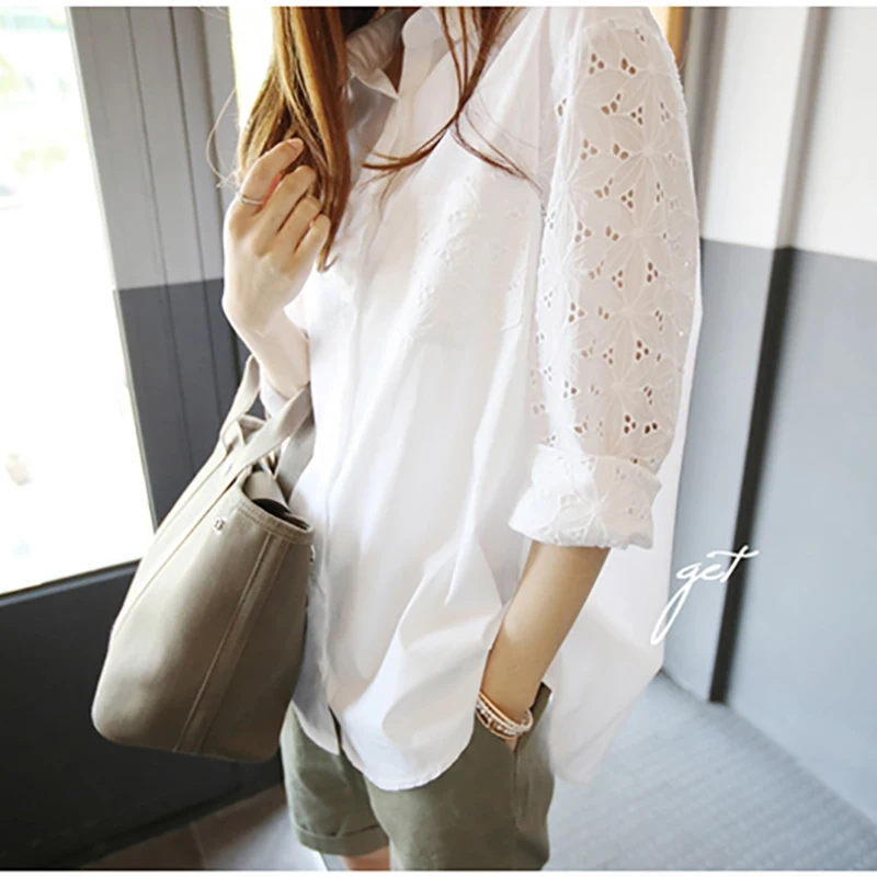 Женская офисная блузка белая большого размера Летняя туника 2019| |