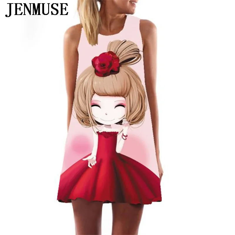 Женское платье без рукавов Jenmuse винтажное пляжное с круглым вырезом лето