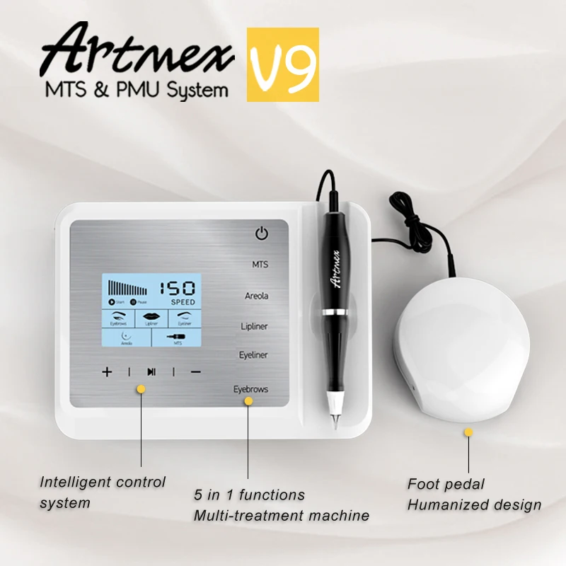 Artmex V9 Вращающаяся ручка для бровей и губ Перманентный макияж тату машина МТС пму