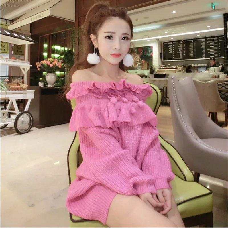 Женщина слэш-Средства ухода за кожей Шеи 3D Цветы оборками пуловер свитер