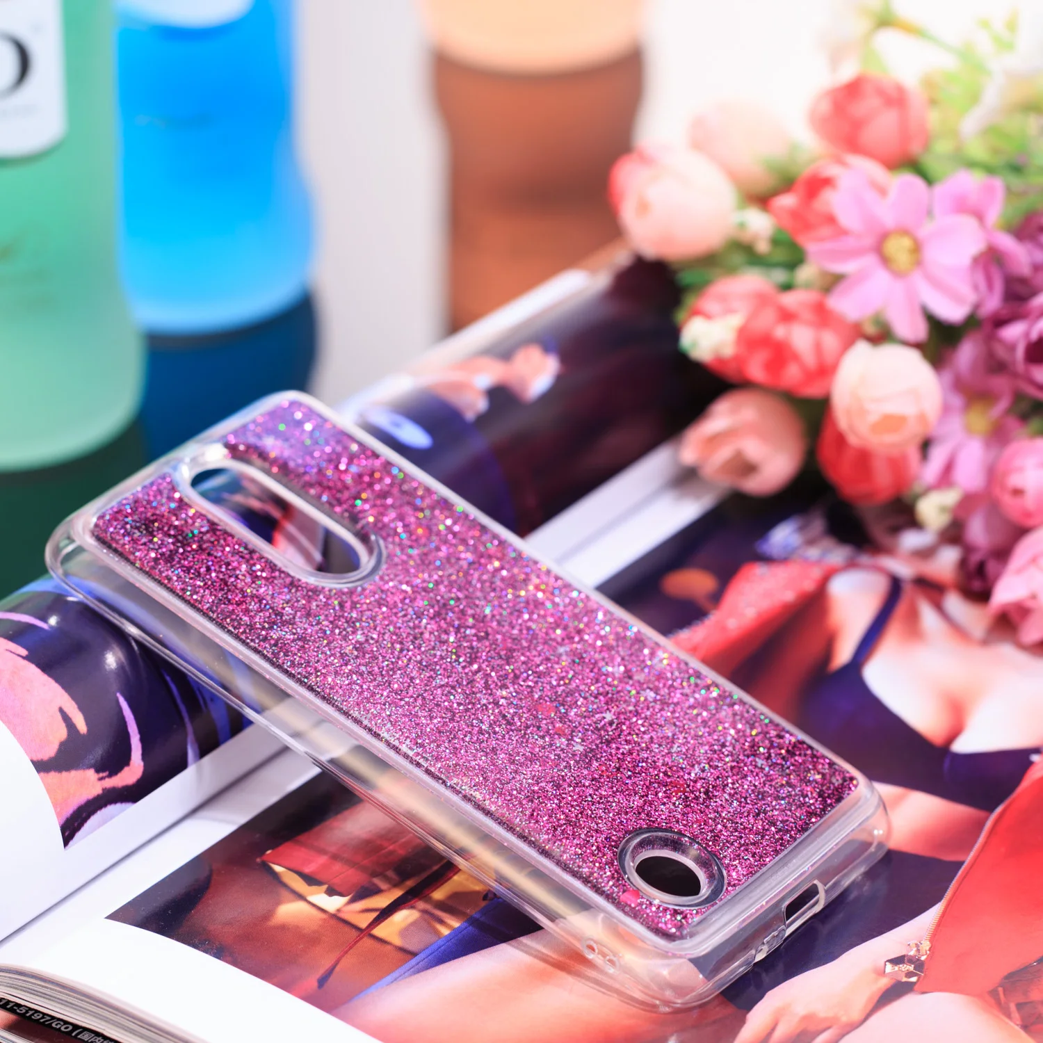 Роскошный блестящий чехол для LG K8 2017 мягкий силиконовый с кристаллами и
