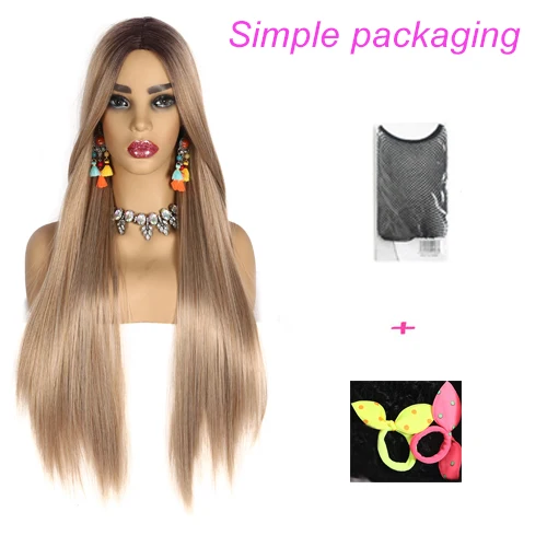 Женские парики Suri Hair из термостойких искусственных длинных прямых волос двух оттенков розового цвета с эффектом деграде, длиной 30 дюймов - Цвет: 27-613-JY