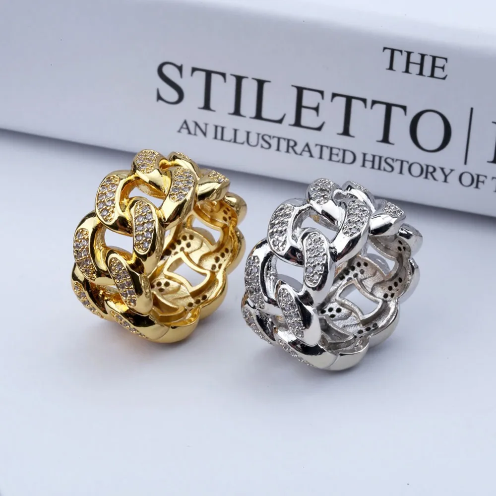 Мужское кольцо TOPGRILLZ из кубинской цепи Ювелирное Украшение в стиле хип хоп