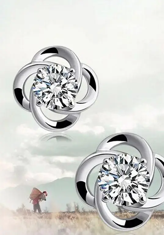 Женские серьги-гвоздики из серебра 925 пробы с фианитом | Украшения и аксессуары