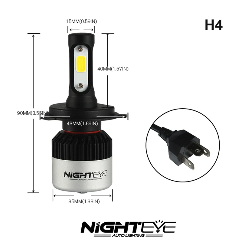 Nighteye 2 шт. супер яркий H11 светодиодные лампы H8 H9 72 Вт 9000lm фара автомобиля светодиодные светильники для AUTOT 12 В с Вентиляторы 6500 К ничуть лампочки для авто