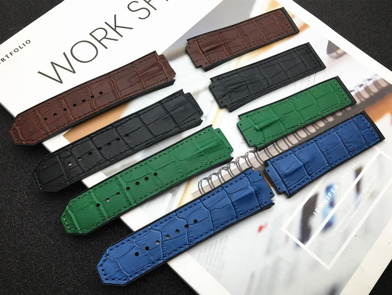 29x19 мм натуральная мягкая коровья кожа с резиновым ремешком для часов Ремешок Hublot