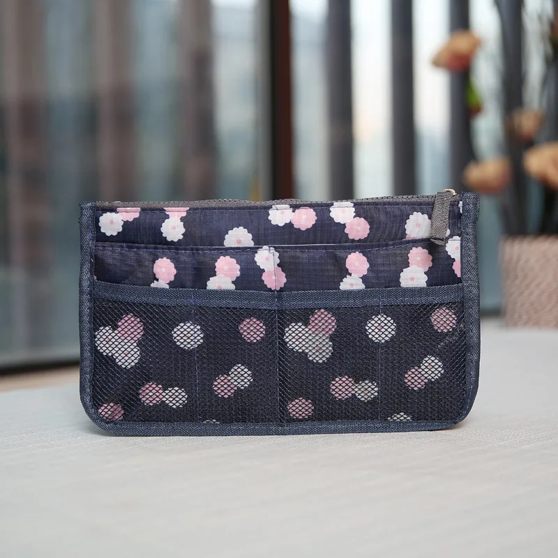 Navy flower RUPUTIN, женская сумка-Органайзер для путешествий, косметичка для туалетных принадлежностей, наборы для путешествий, сумка для хранения, двойная цветная косметичка на молнии - Цвет: Navy flower