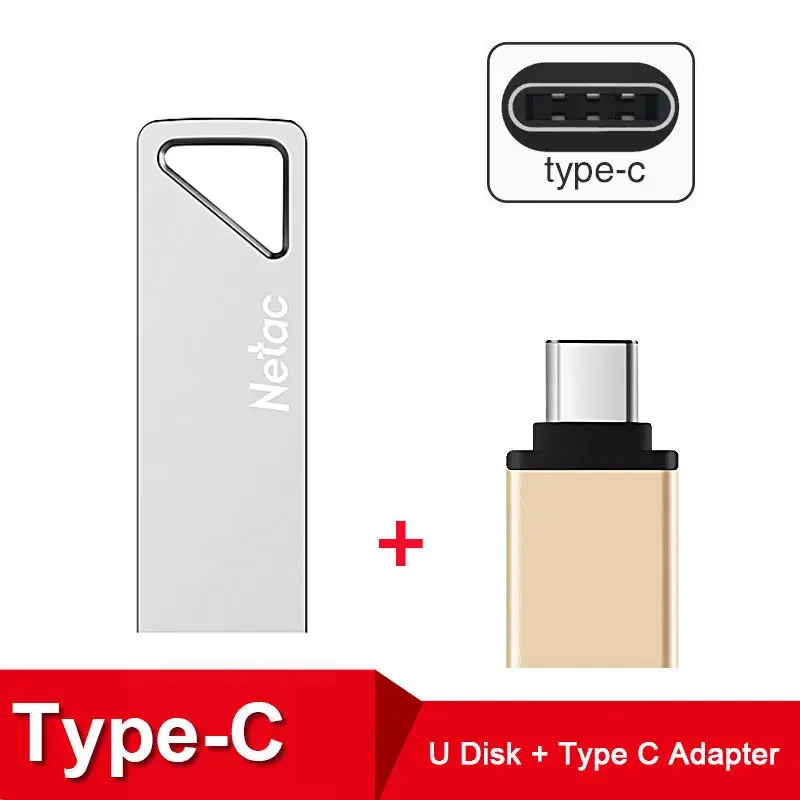 Netac ФЛЕШКА pendrive 128 GB USB с usb flash drive type-c OTG 16gb 32GB флешки 64GB карта памяти с диск на ключе type-c pen drive карта памяти - Цвет: U326 16GB Plus TypeC