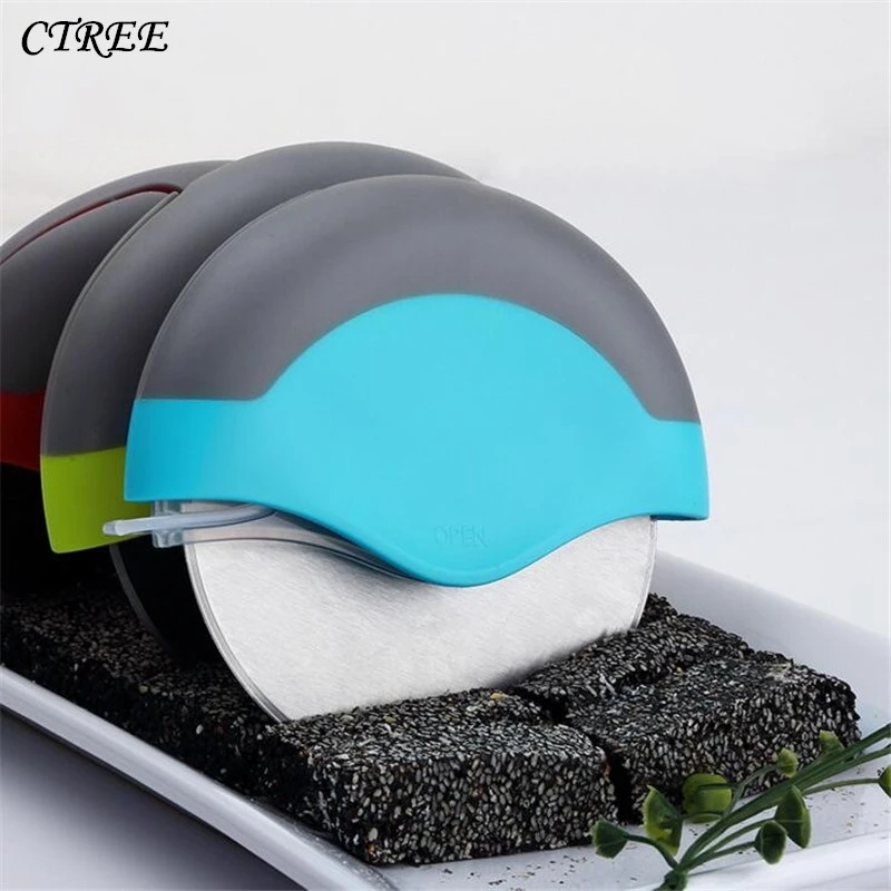 

CTREE Quality Stainless Steel Pizza Cutter Wheels Round Shape Pizza Wheels Cutters Cake Bread Round Knife Cutter Pizza Tool C222