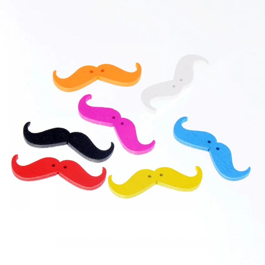 20 шт., деревянные пуговицы в форме усов, 35x11 мм