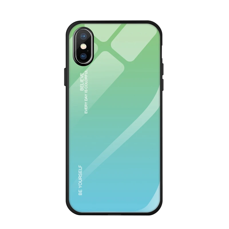 Color 06 50 шт./лот чехол из градиентного стекла для Apple iPhone 6 7 8 Plus X XS XR XS Max 6Plus 7+ защитная задняя панель для телефона - Цвет: Color 06