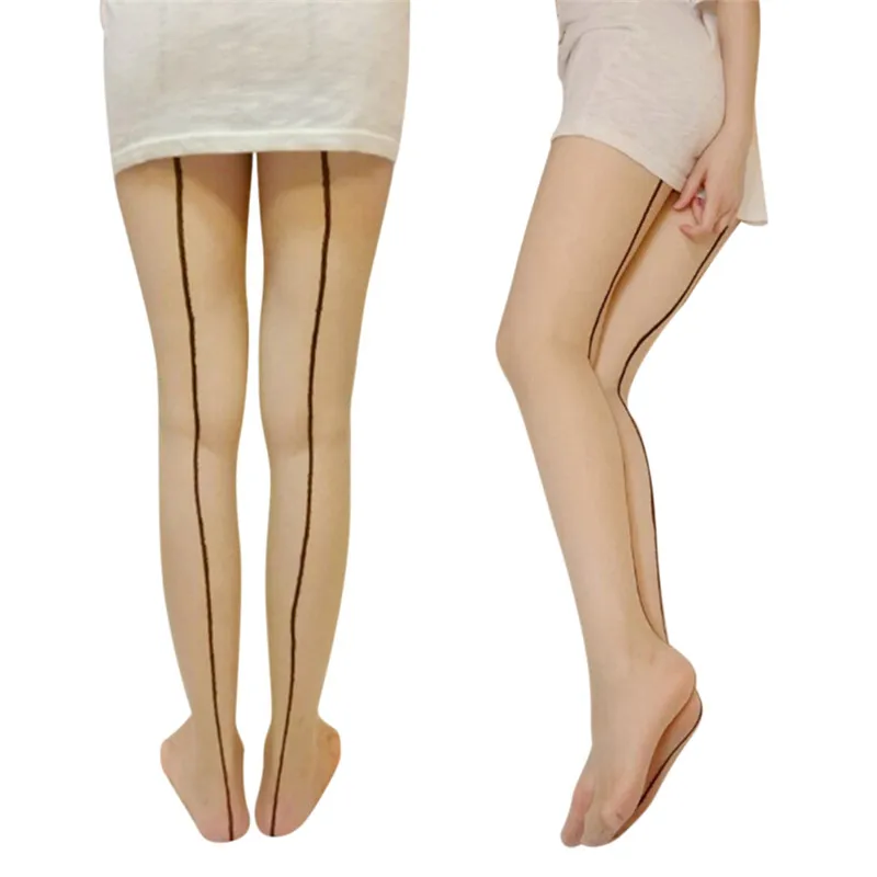 Женские пикантные женские чулки со швом сзади черные облегающие ультратонкие