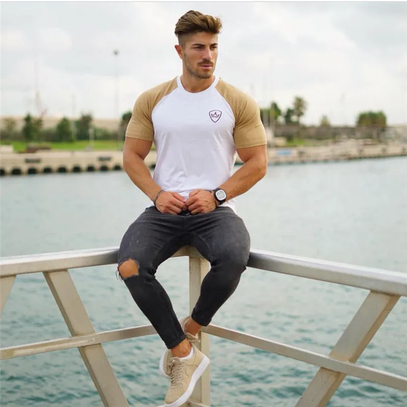 

GITF NEW 2019 Summer Sport Men Running T Shirt Men GYM Tops Sportwear Fitness shirt Male Shirt Bodybuilding T-Shirt