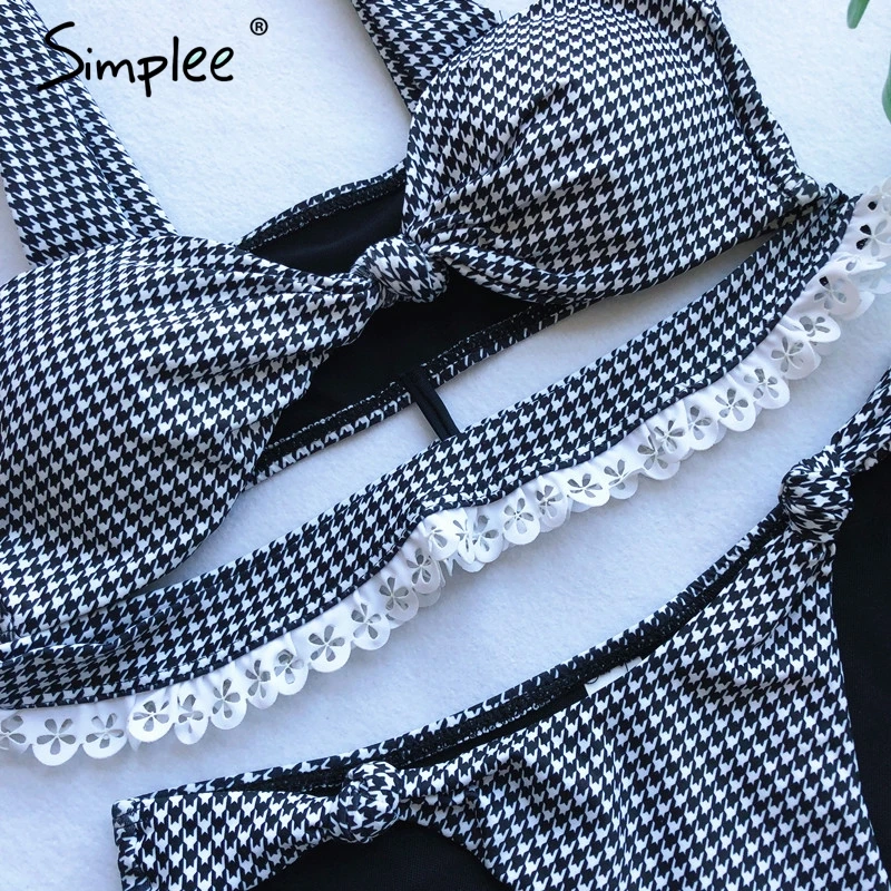 Женский раздельный кружевной купальник Simplee, сексуальный женский купальник с полым вырезом и эффектом пуш-ап, для лета, актуальный в году