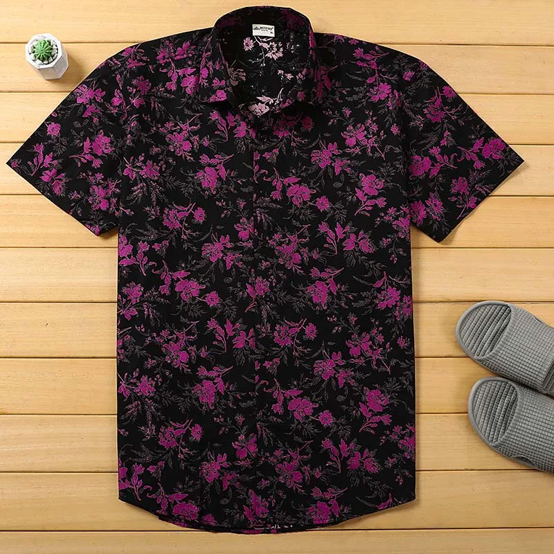 Летняя рубашка с цветочным принтом Мужская гавайская коротким рукавом мужская