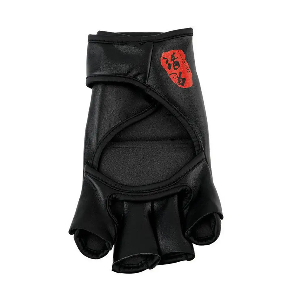 1 pair Boxing Gloves MMA Sparring Grappling Fight Punch Ultimate Mitts Leather Black PU Equipment |