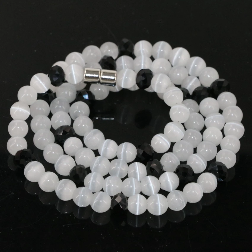 Женский многослойный браслет 7 стилей кошачий глаз Кристальный сердолик опал 3 мм