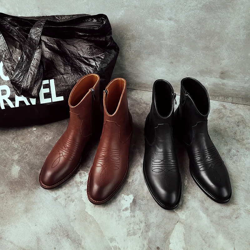 Женские ботинки из коровьей кожи ISNOM осенние на низком каблуке с закругленным