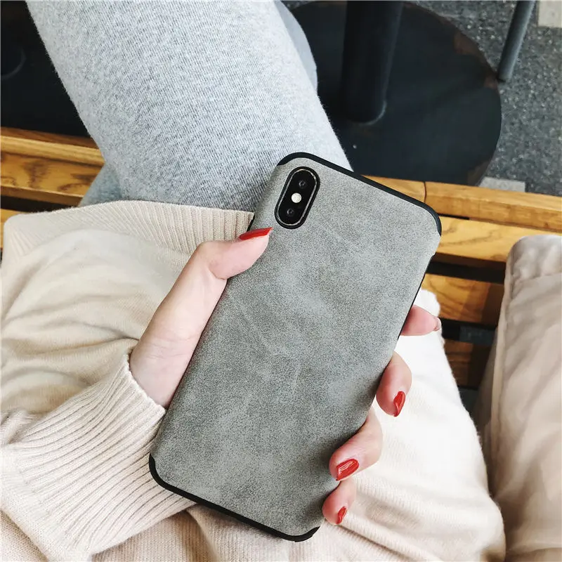 Простой замшевый тканевый чехол для телефона s для iphone XS Max XR XS матовый Мягкий силиконовый чехол для iphone 7 8 6 6s plus противоударный чехол - Цвет: Gray