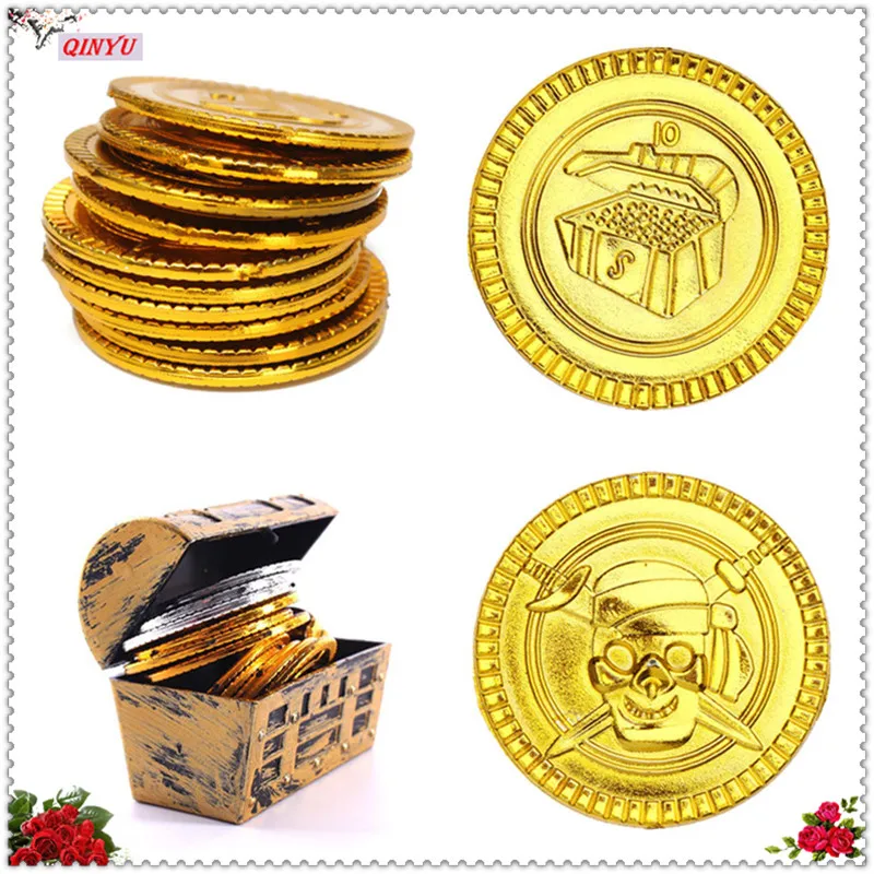 Реквизит для вечеринки 50 шт. пластиковые золотые монеты капитан пират реквизит в