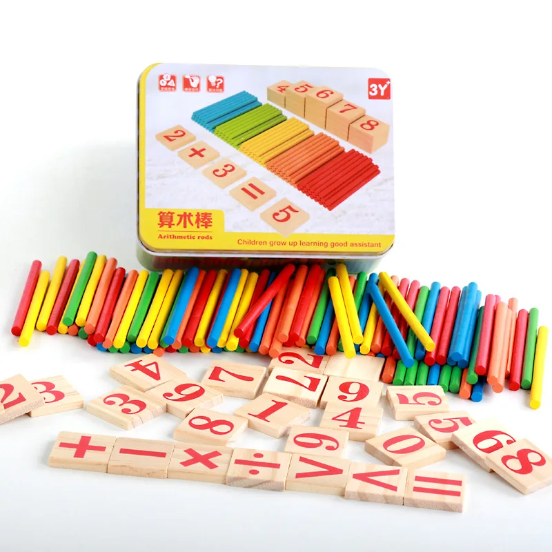 Деревянные игрушки материалы montessori деревянные игрушечные счеты подсчет палки