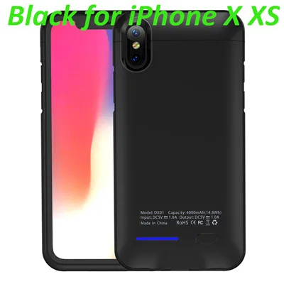 for iPhone X Xs Для iPhone SE 5 5S чехол для зарядного устройства 4000 мАч Внешний внешний аккумулятор чехол для аккумулятора для iPhone XR X XS 6 6S 7 8 plus чехол для зарядки - Цвет: for iPhone X Xs