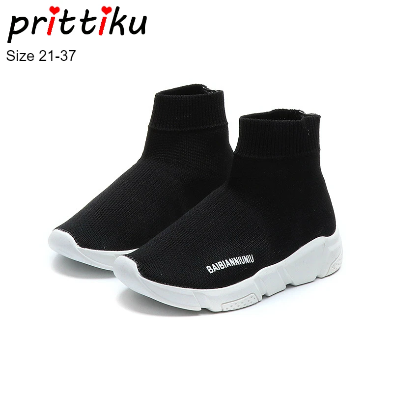 2021 Boys Girls Knit Sock Fashion Brand Sneakers Baby/Toddler/Little/Big Kid Mesh and Velvet Lining Children School Walk Shoes | Детская