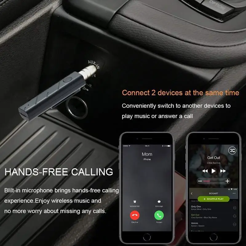 Автомобильный Bluetooth AUX 3 5 мм разъем приемник громкой связи Вызов адаптер