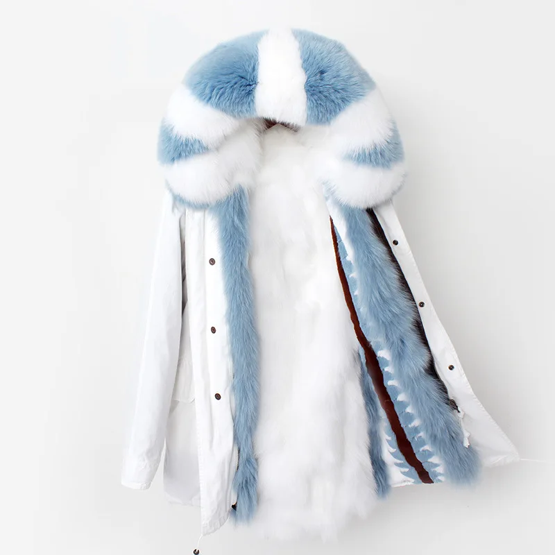 Europe New Women's Winter High Fashion Big Real Fox Fur Collar And Liner Thick Warm Long Jackets Female Plus Size Coats Parkas | Женская