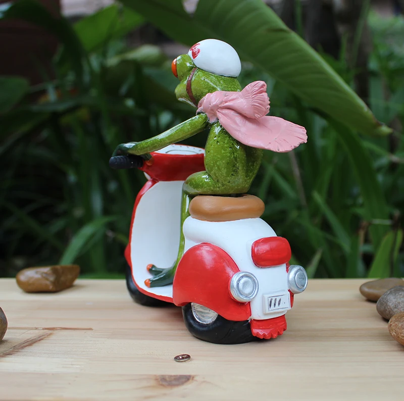 Смола креативный 3D езда на мотоцикле лягушка фигурка модель спальня гостиная
