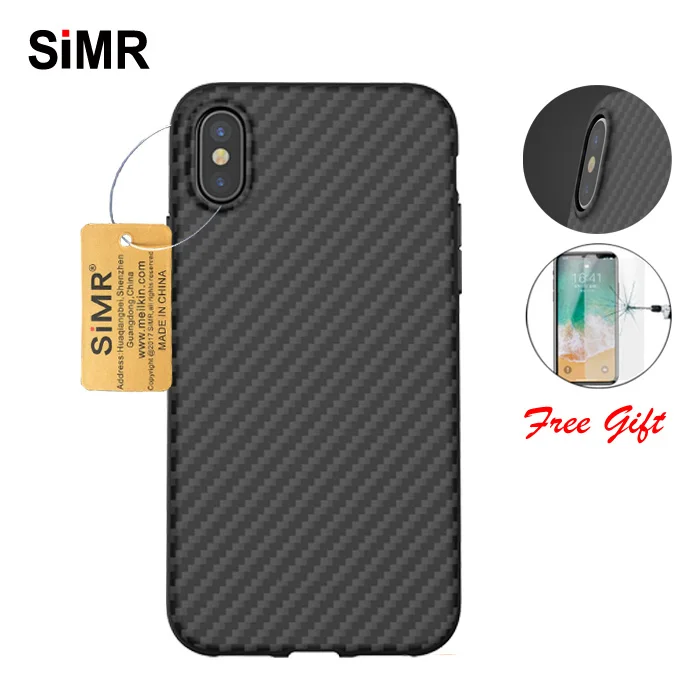 Чехол SiMR из настоящего углеродного волокна для iPhone X 0,7 мм, Роскошный чехол для полной защиты камеры, шестигранный чехол из углеродного волокна