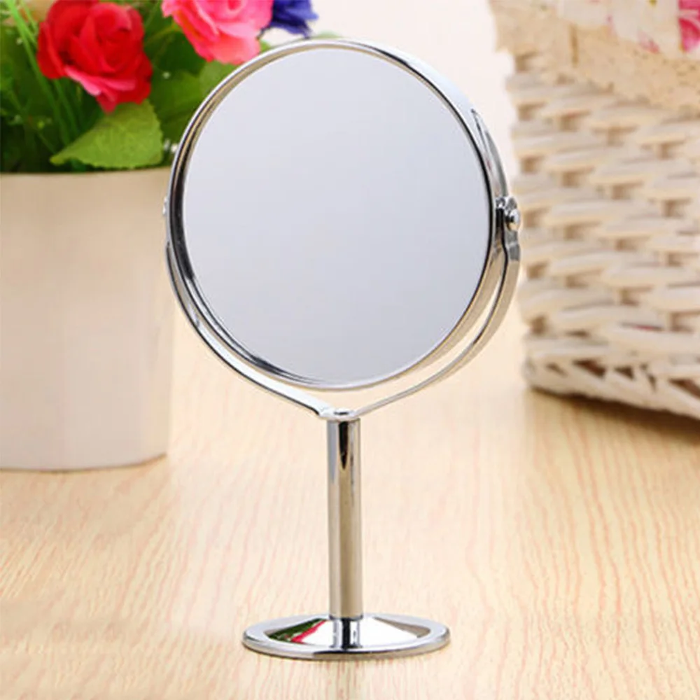 Маленькое круглое настольное косметическое зеркало из нержавеющей стали