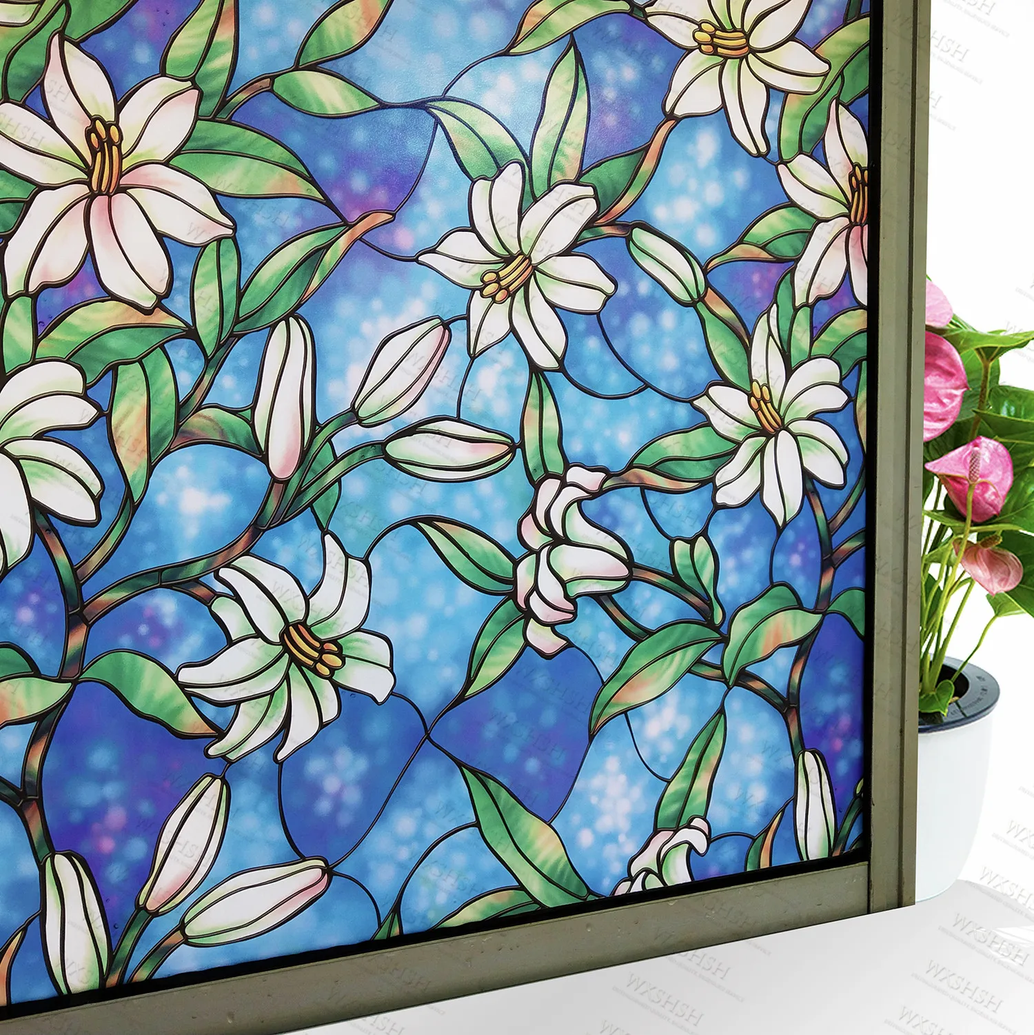 3/5 м оконная пленка с витражным рисунком тонировка матового стекла статическая