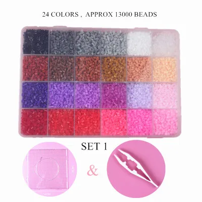 2.6 MM SET1 13000 шт. 2,6 мм Perler Beads Обучающие игрушки 24 цвета/коробка бусины Хама 3D Пазлы игрушка для головоломка для детей игрушки Brinquedo - Цвет: 2.6 MM SET1