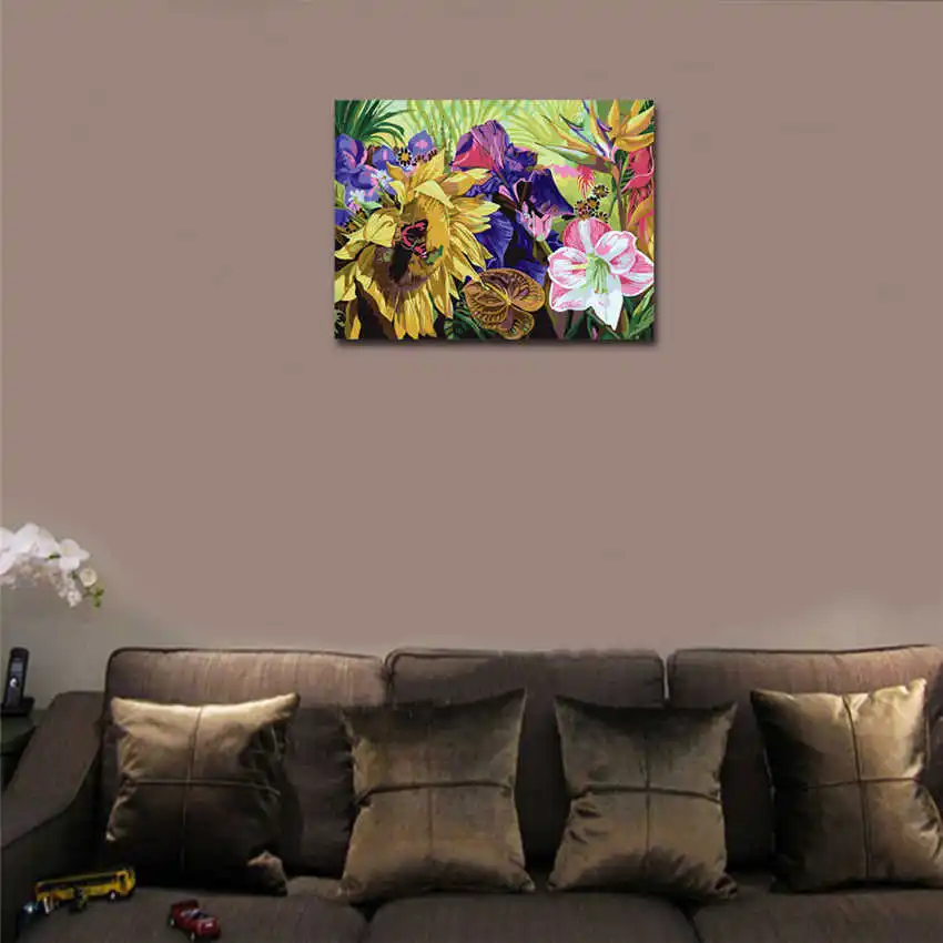RIHE цветы Цветущая краска ing по номерам роза DIY масляная на холсте Cuadros Decoracion