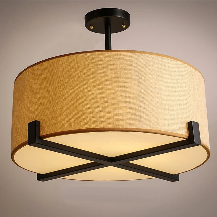 

Chinese style linen fabric round pendant lamp simple fashion living room study room bedroom warm pendant lights ZA620 ZL218